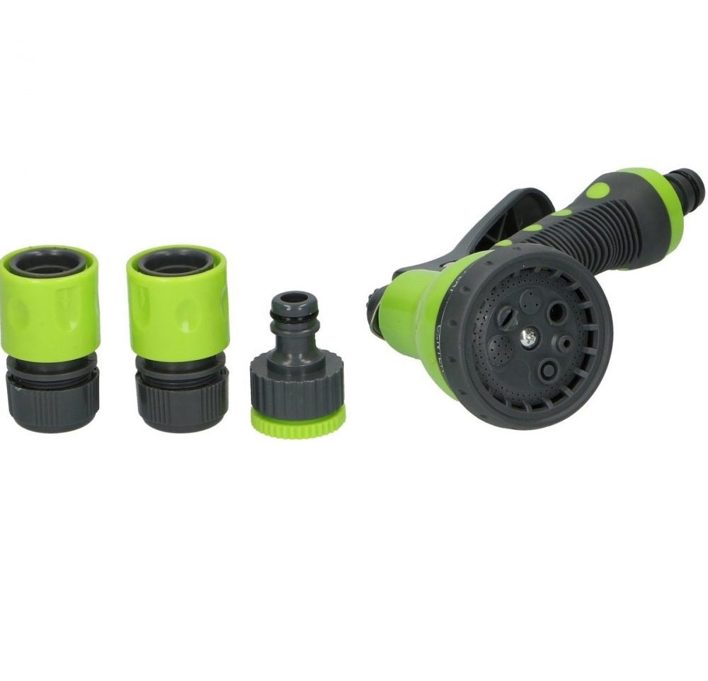 Set Pistol apa cu 7 functii de apa si 3 adaptori pentru furtun si robineti, pentru gradina, Kinzo, 15668