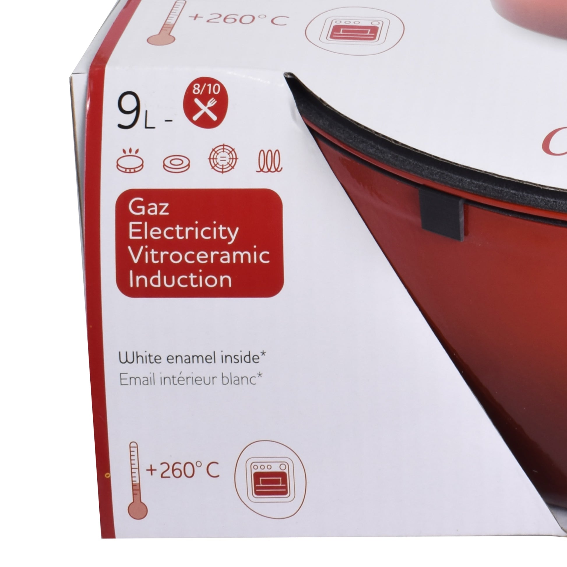 Oala din fonta emailata cu capac Actuel, 9L, 32 cm, Rosu, 19591