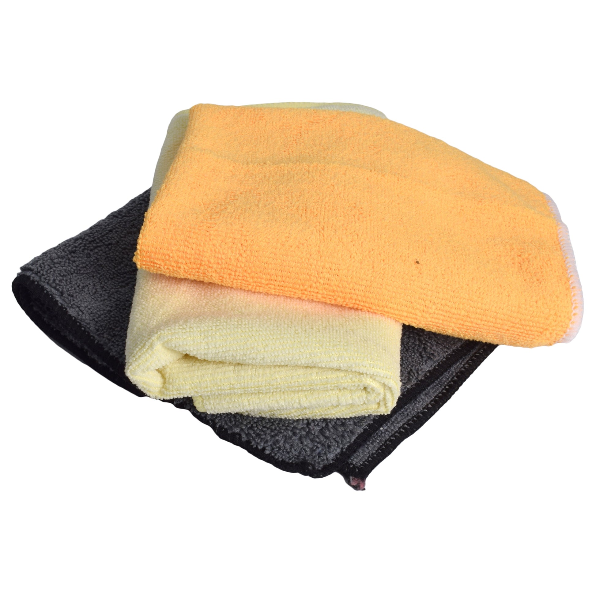 Set 3 lavete microfibra, 35 x 35 cm, gri, galben si portocaliu, 81551