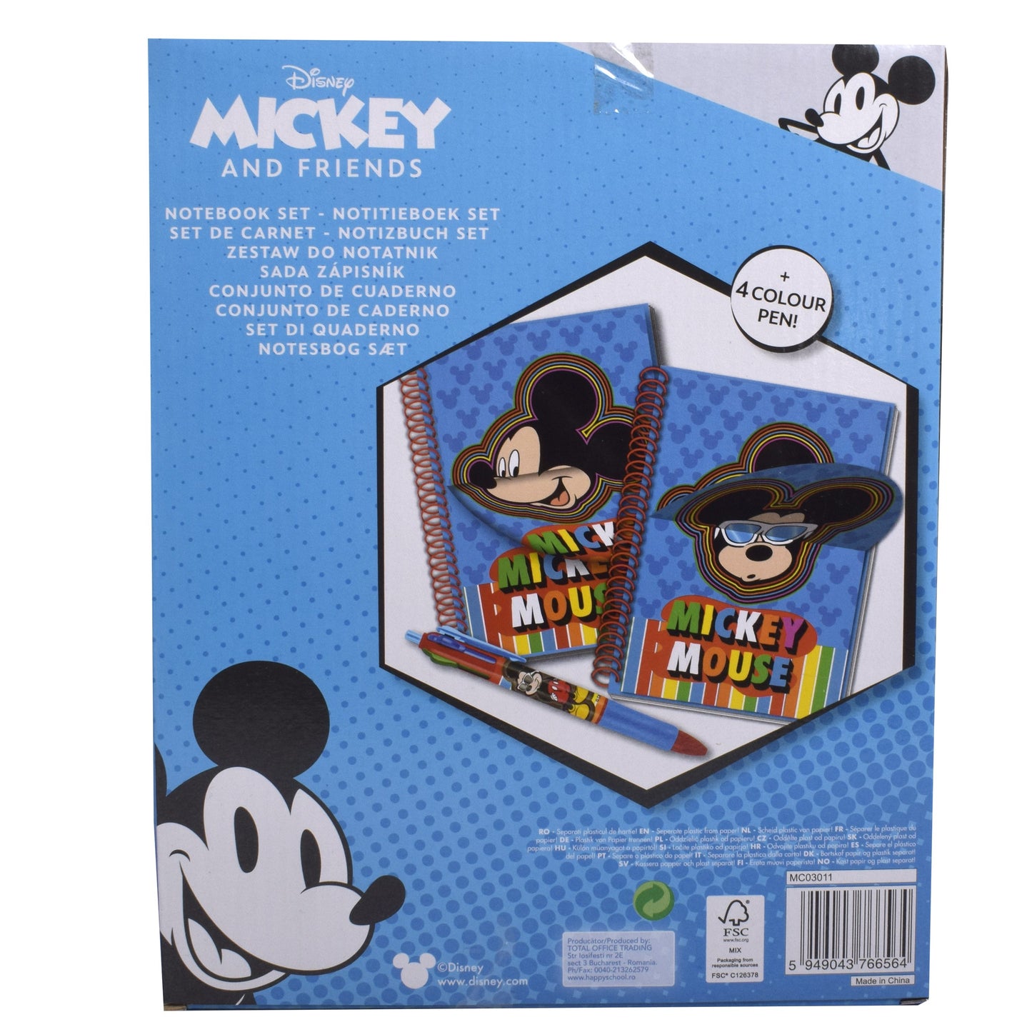 Caiet Mickey Mouse cu stilou, albastru,66564