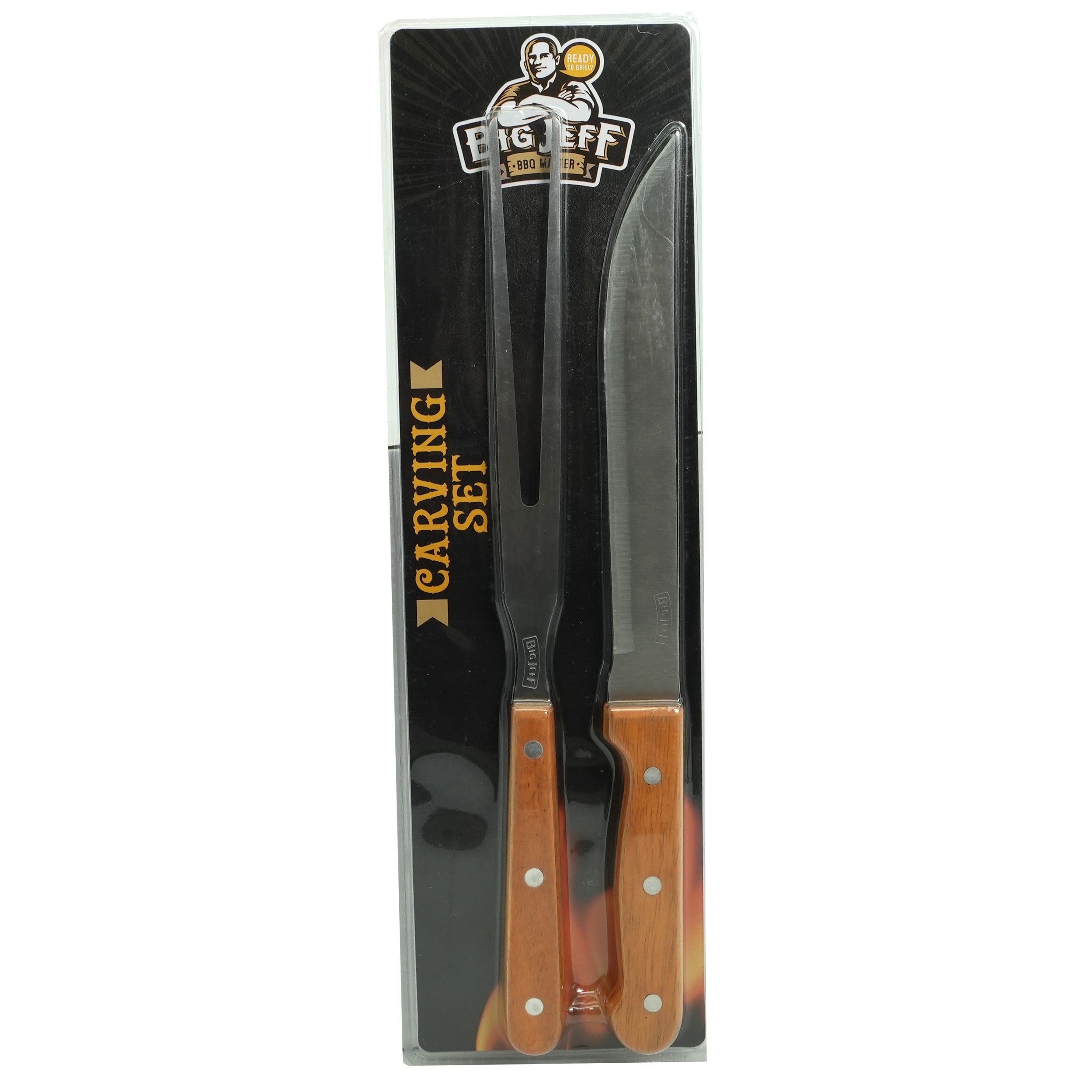 Set ustensile gratar, Big Jeff, Cutit/Furculita, 32cm/32cm, Inox