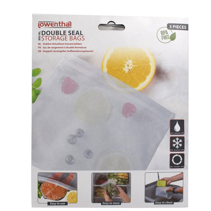 Set de 3 pungi resigilabile fara Bpa, Lowenthal, 06069