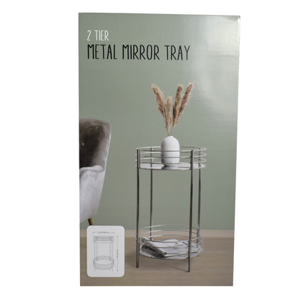 Masuta cu doua etaje de metal si oglinda, Zd Trading, 65 cm, 07223