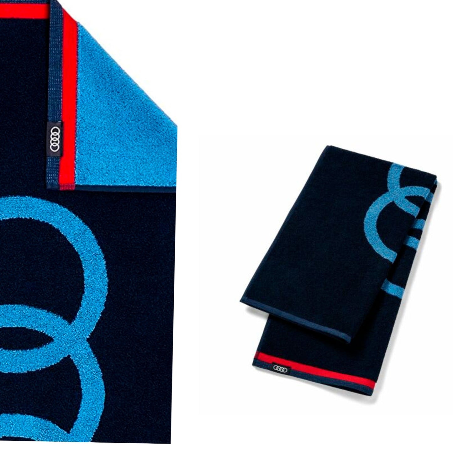 Prosop logo Audi albastru inchis pentru baie sau plaja, 80 x 150 cm, 100% bumbac 31321