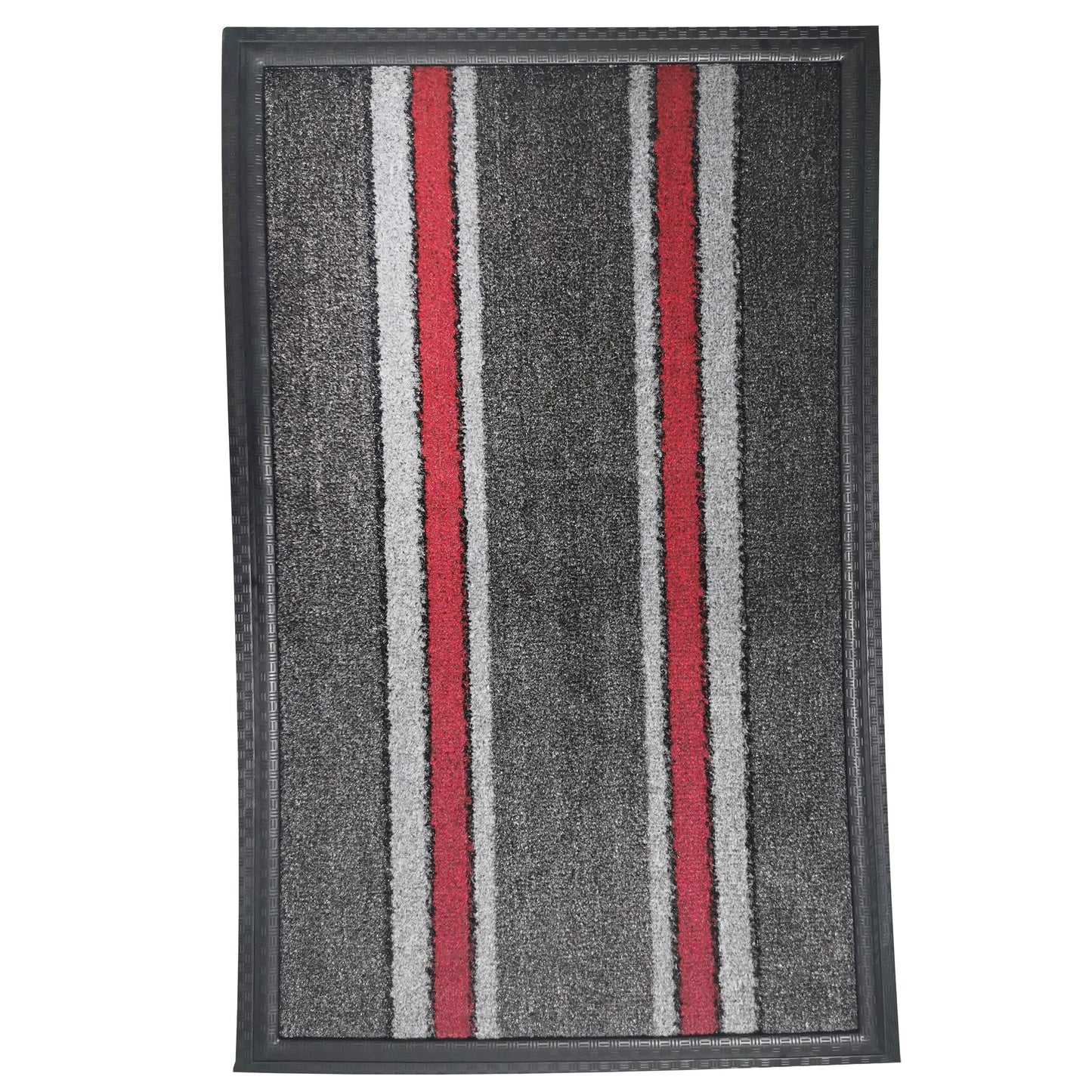 Covoras intrare cu margine de cauciuc, 75 x 45 cm, gri cu rosu, 58046Gy/Rd