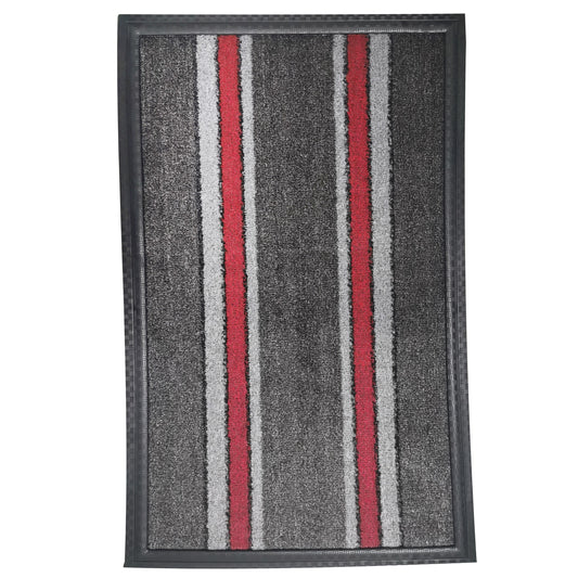 Covoras intrare cu margine de cauciuc, 75 x 45 cm, gri cu rosu, 58046Gy/Rd