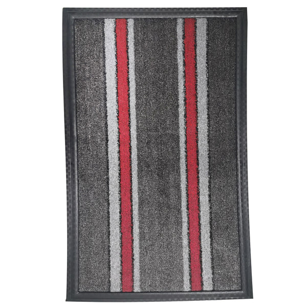 Covoras intrare cu margine de cauciuc, 75 x 45 cm, gri cu rosu, 58046Gy/Rd