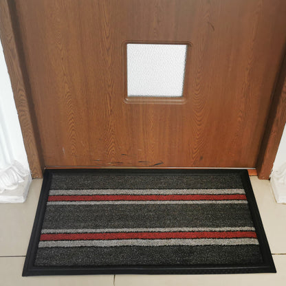Covoras intrare cu margine de cauciuc, 75 x 45 cm, gri cu rosu, 58046Gy/Rd