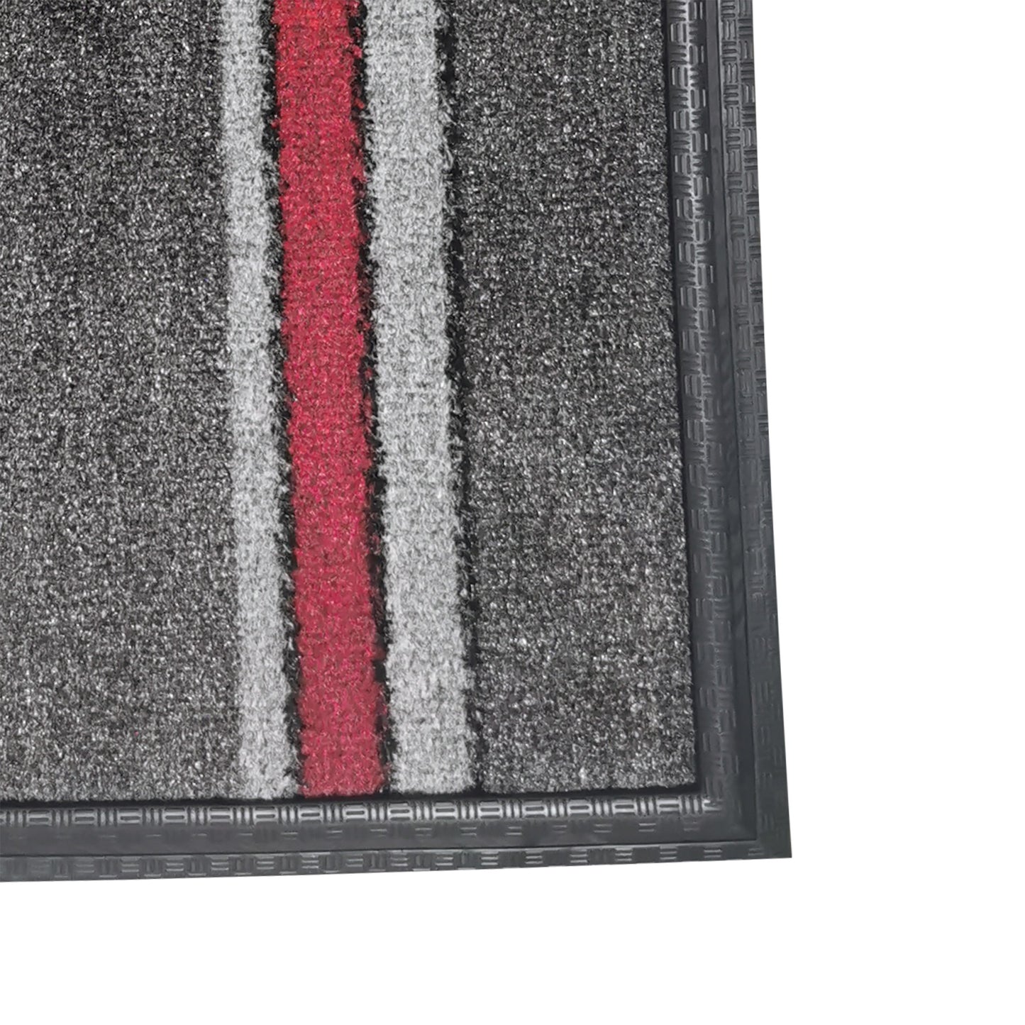 Covoras intrare cu margine de cauciuc, 75 x 45 cm, gri cu rosu, 58046Gy/Rd