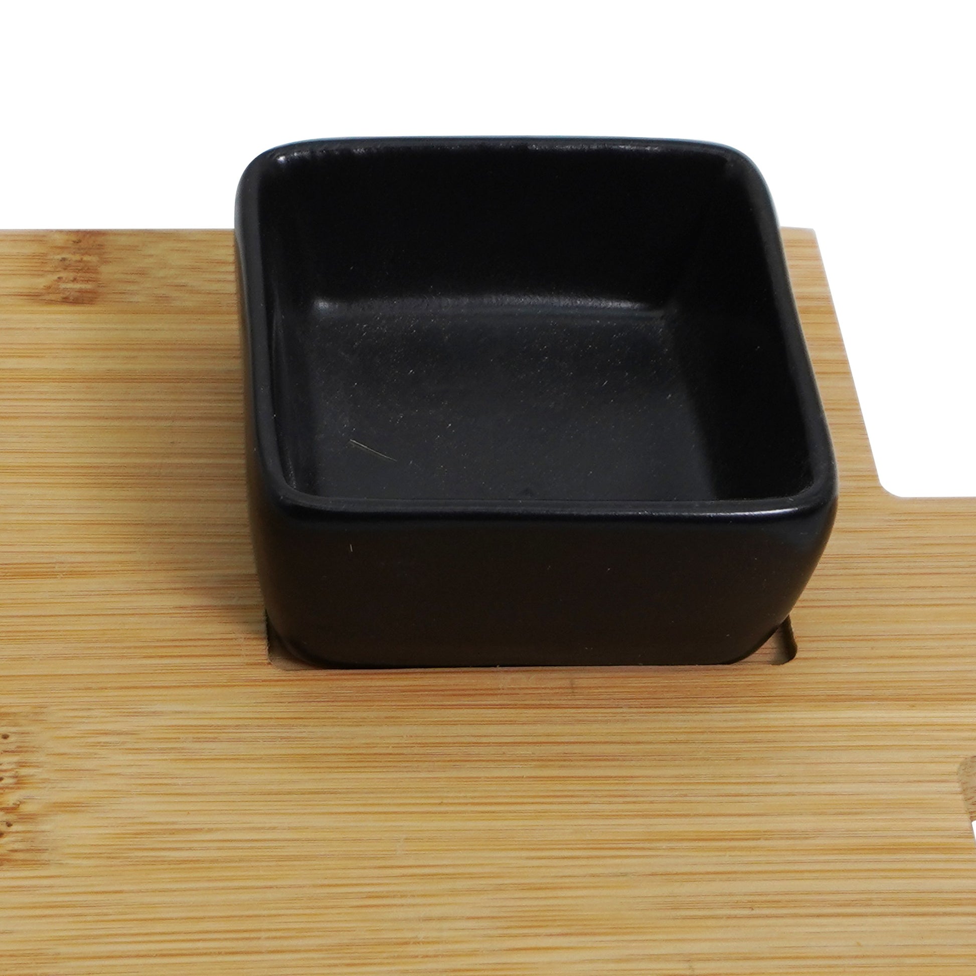 Tocator bambus cu bol, pentru servire, 14x25x1.5 cm, Gusta, 34359