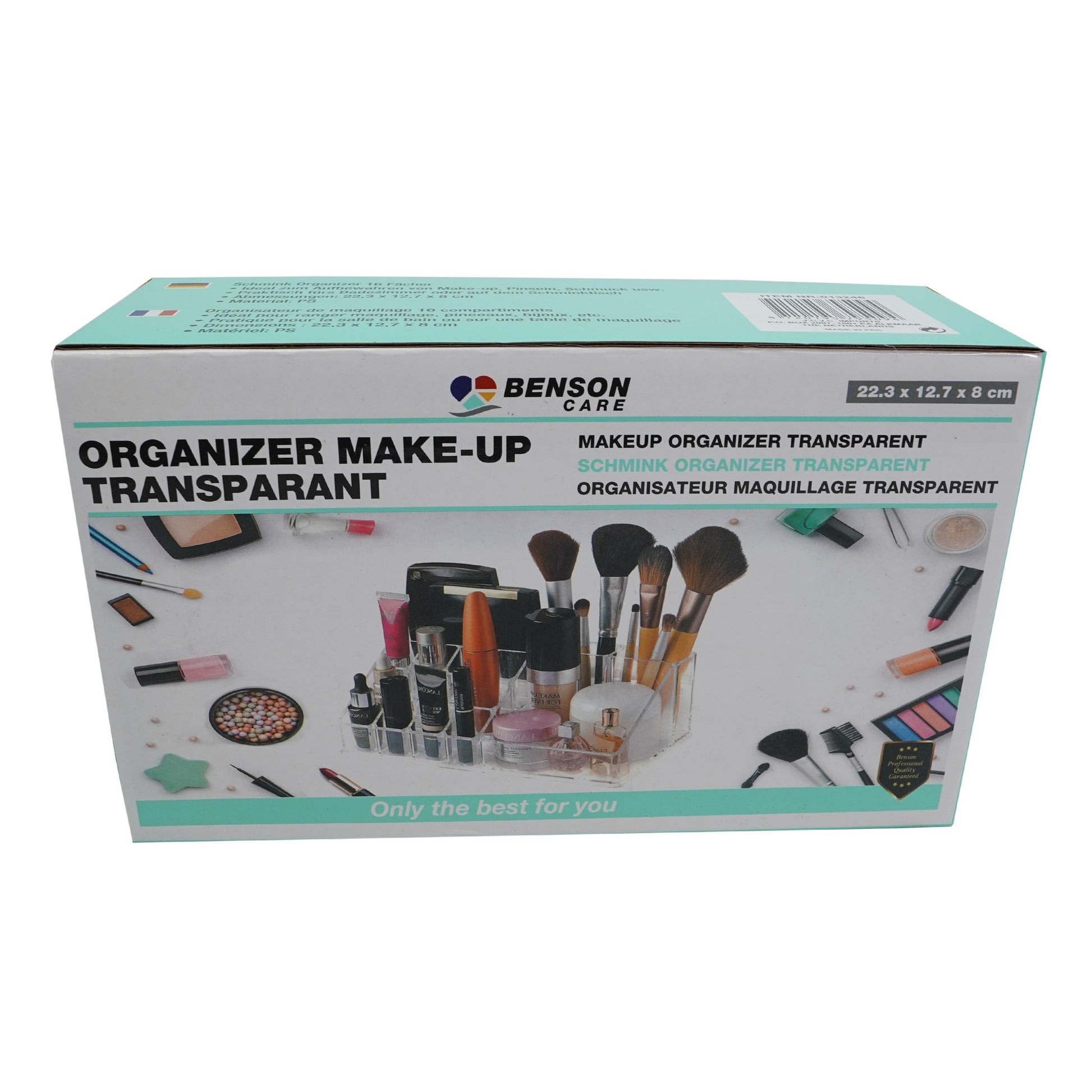 Organizator de machiaj, transparent, 24x13 cm, Benson, 95094