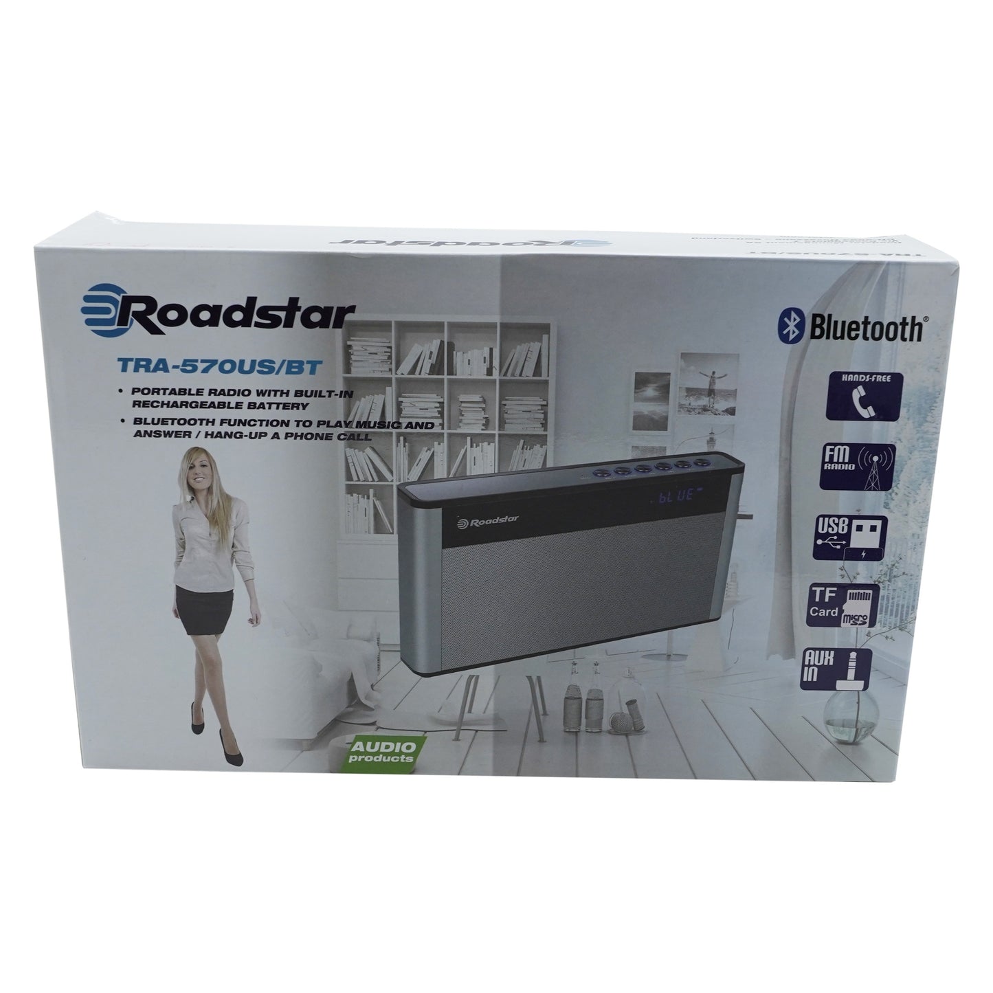 Radio Portabil Roadstar-Bluetooth și FM, Argintiu, 32768
