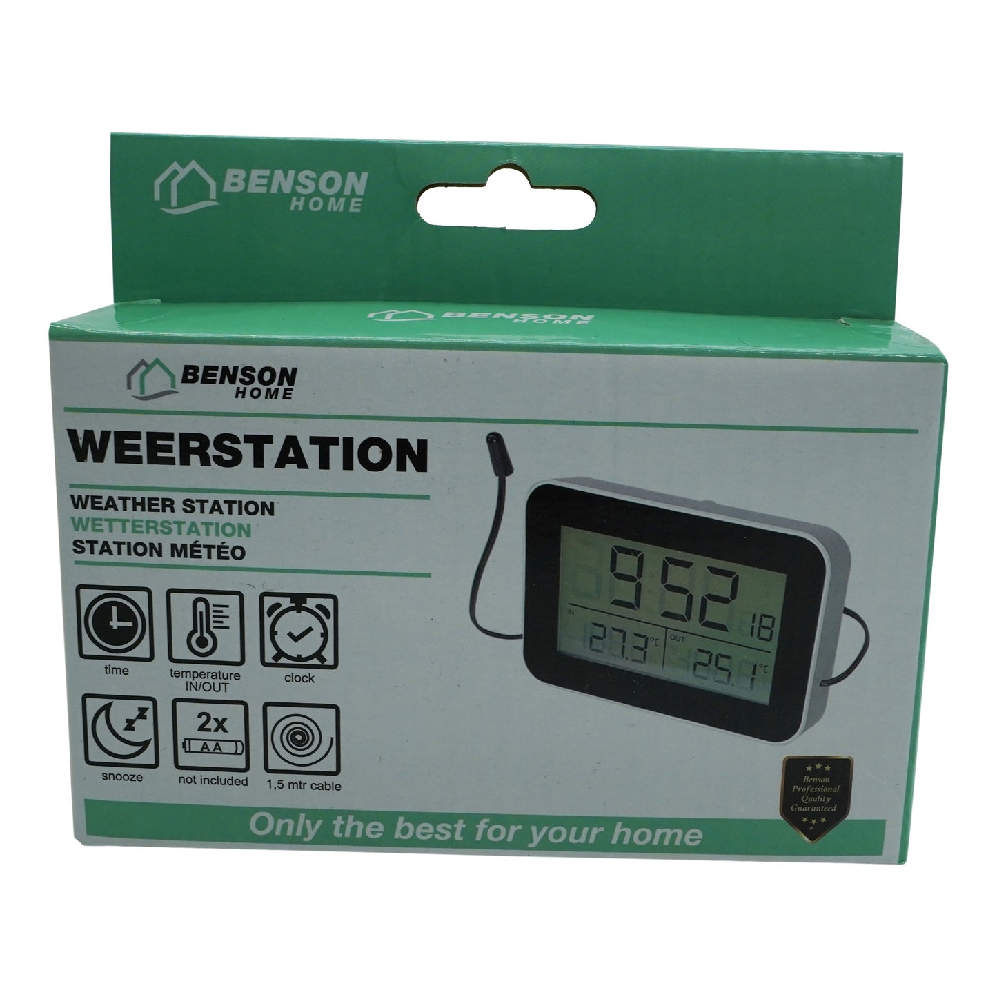 Statie meteo interior sau exterior, digitala, cu fir, Benson 29975