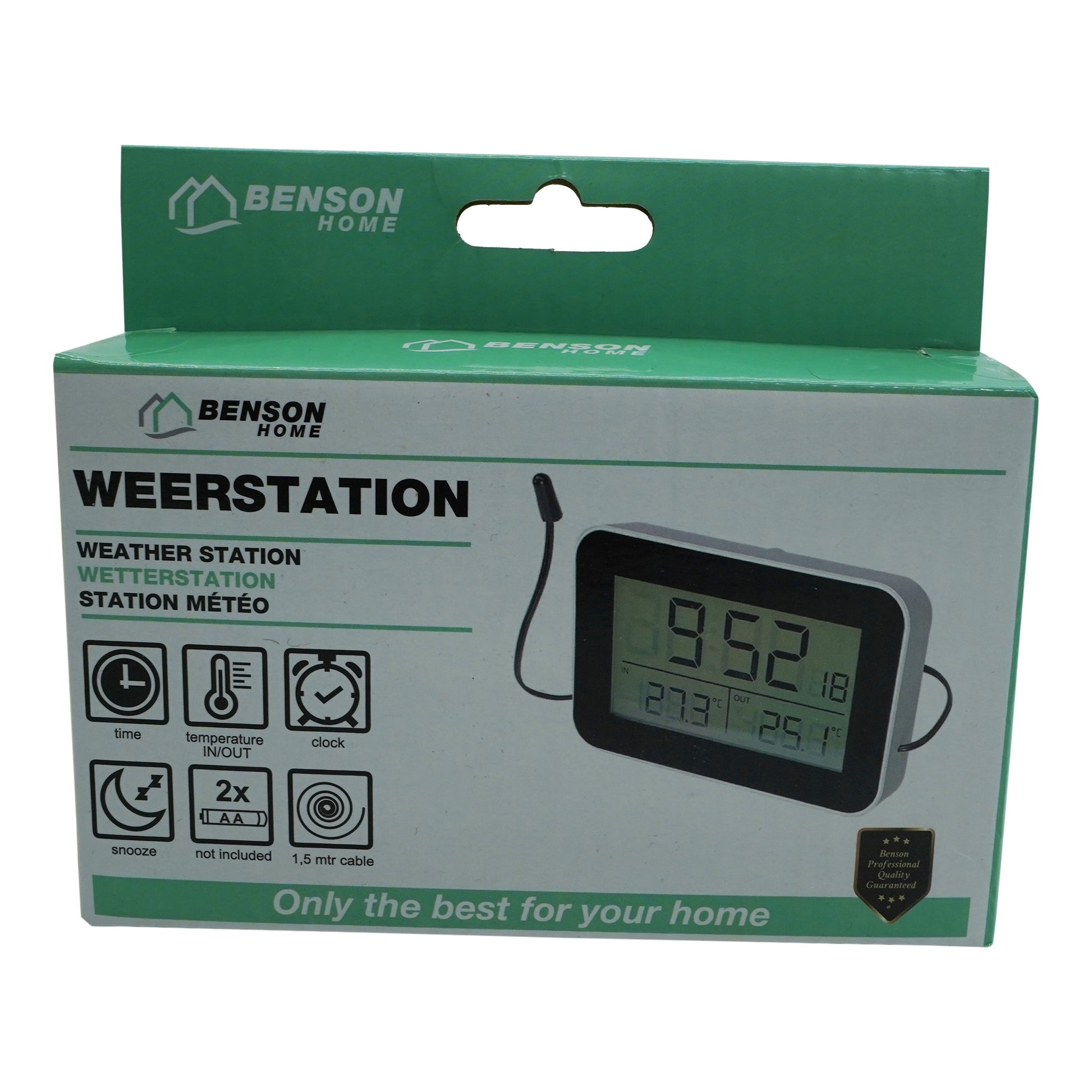 Statie meteo interior sau exterior, digitala, cu fir, Benson 29975