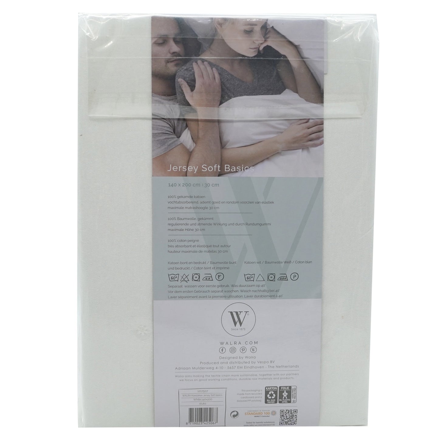 Husa saltea din bumbac, alb, 140x200 cm, Jersey Soft Basic, Walra, 5067Wh