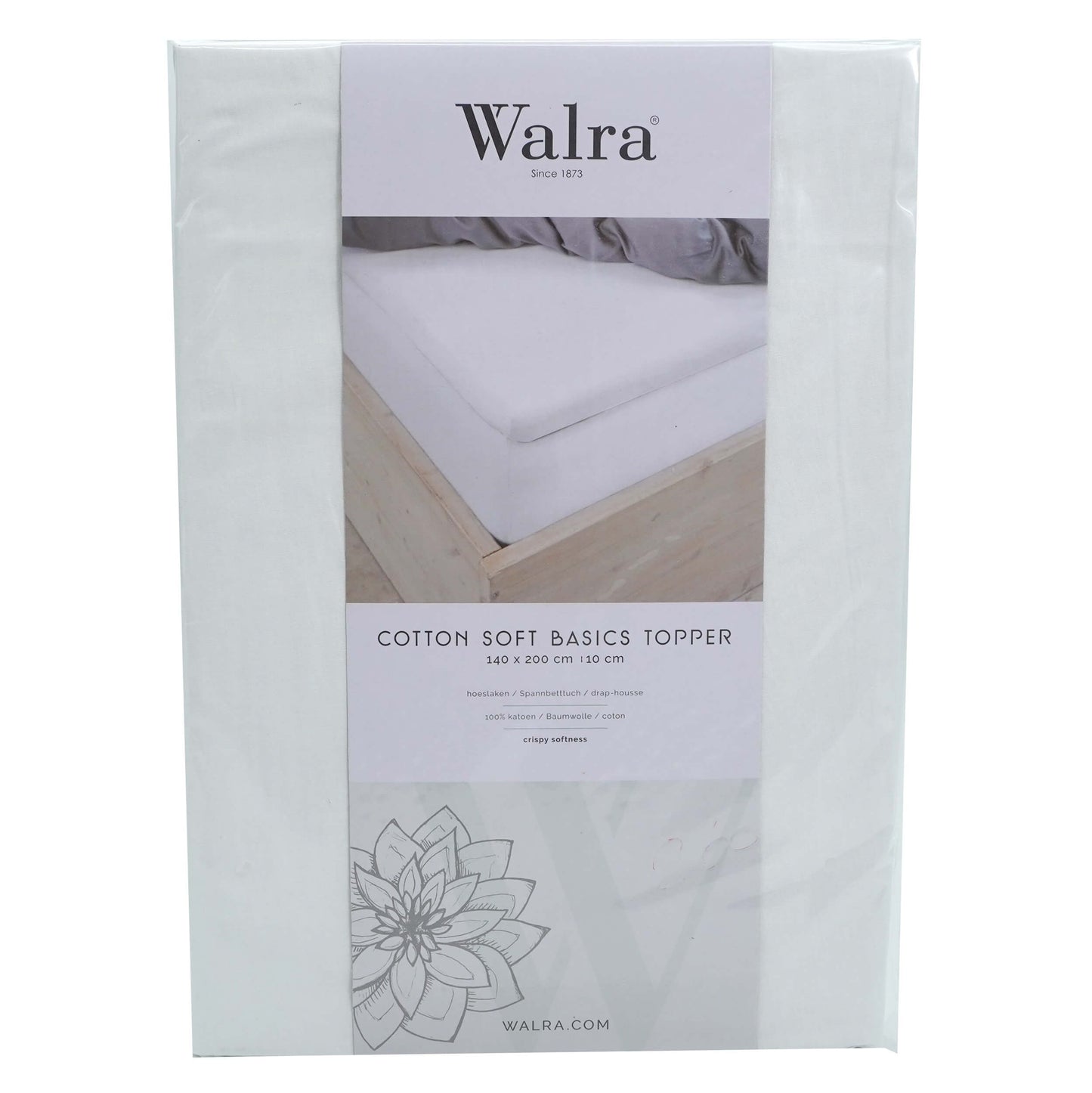 Husa saltea din bumbac, alb, 140x200, Soft Basic Topper, Walra, 3322Wh