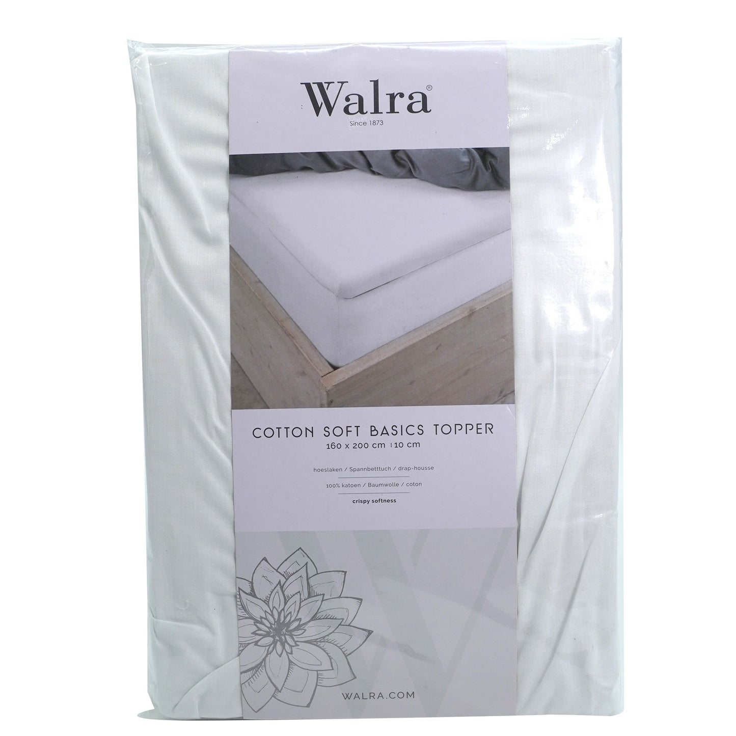 Husa saltea din bumbac, alb, 160x200, Soft Basic Topper, Walra, 3346Wh