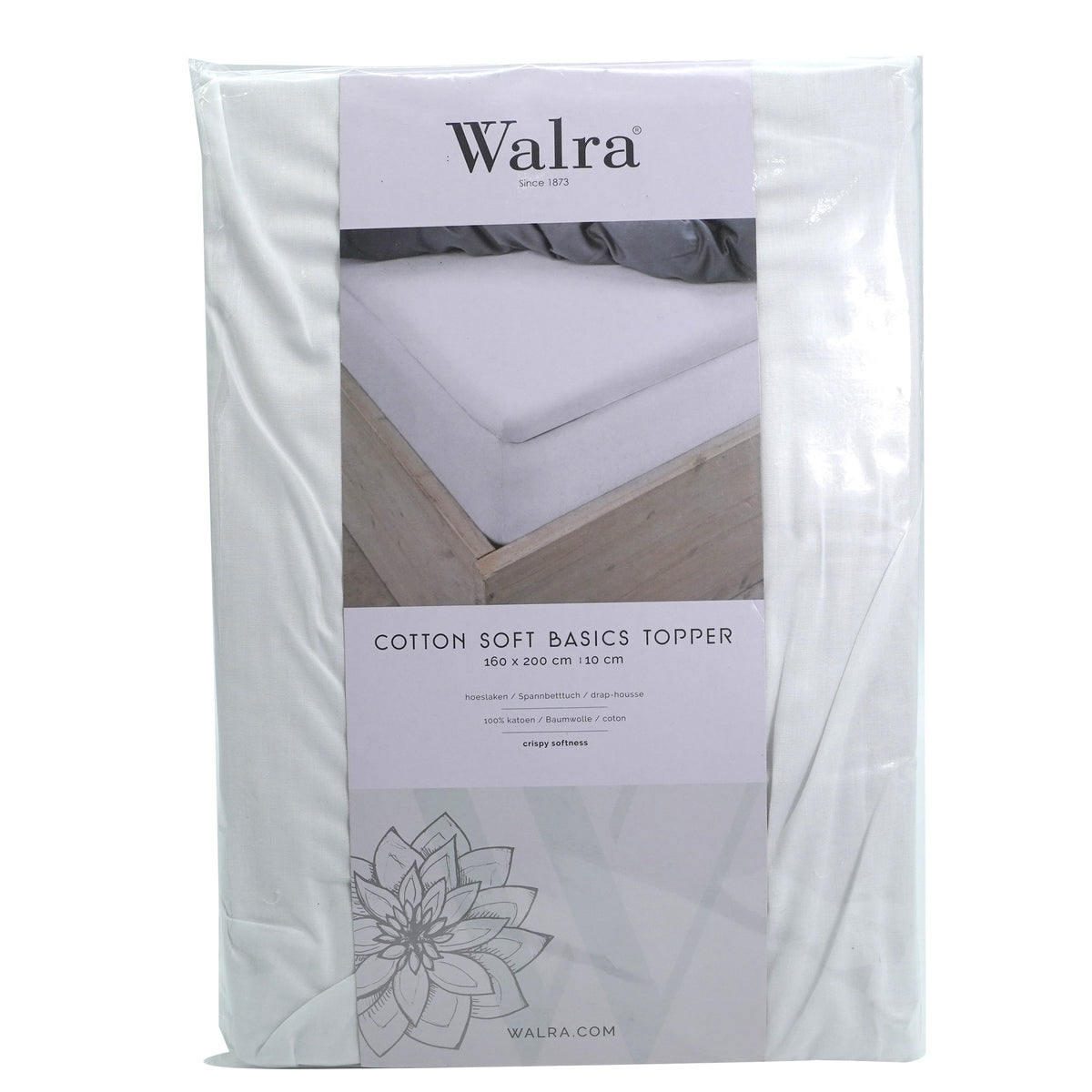 Husa saltea din bumbac, alb, 160x200, Soft Basic Topper, Walra, 3346Wh