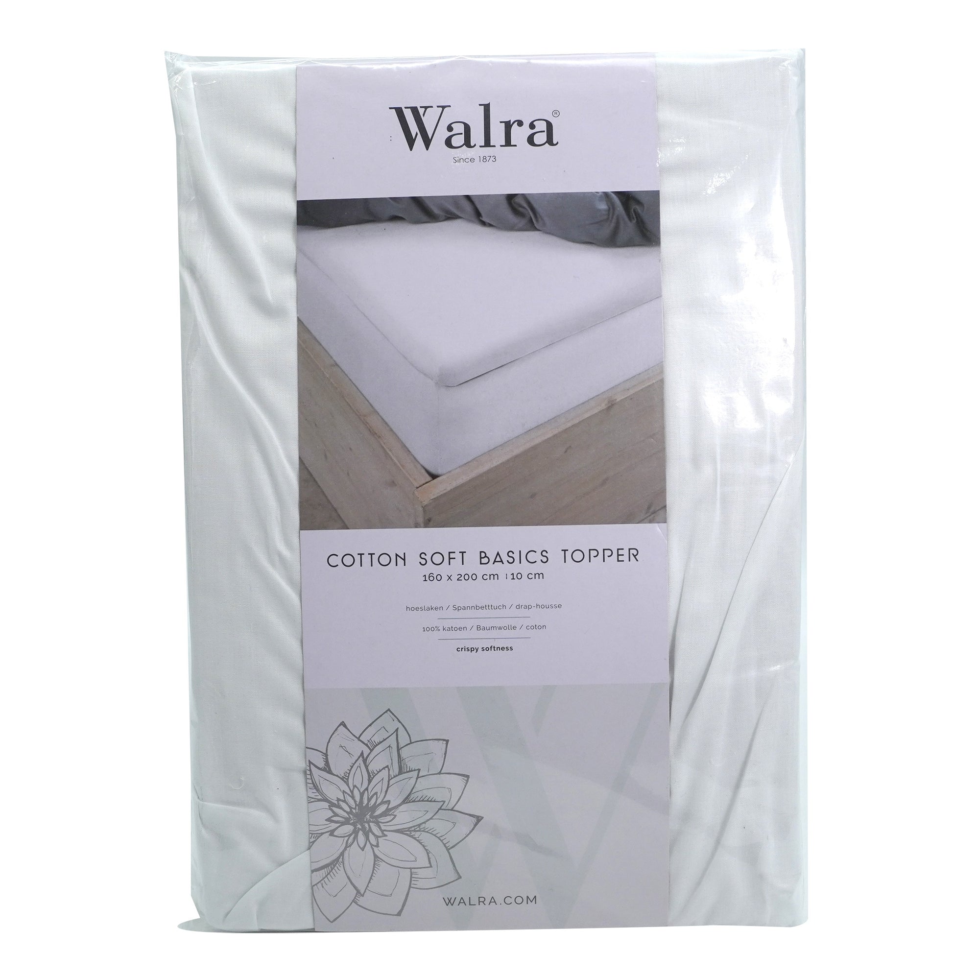 Husa saltea din bumbac, alb, 160x200, Soft Basic Topper, Walra, 3346Wh