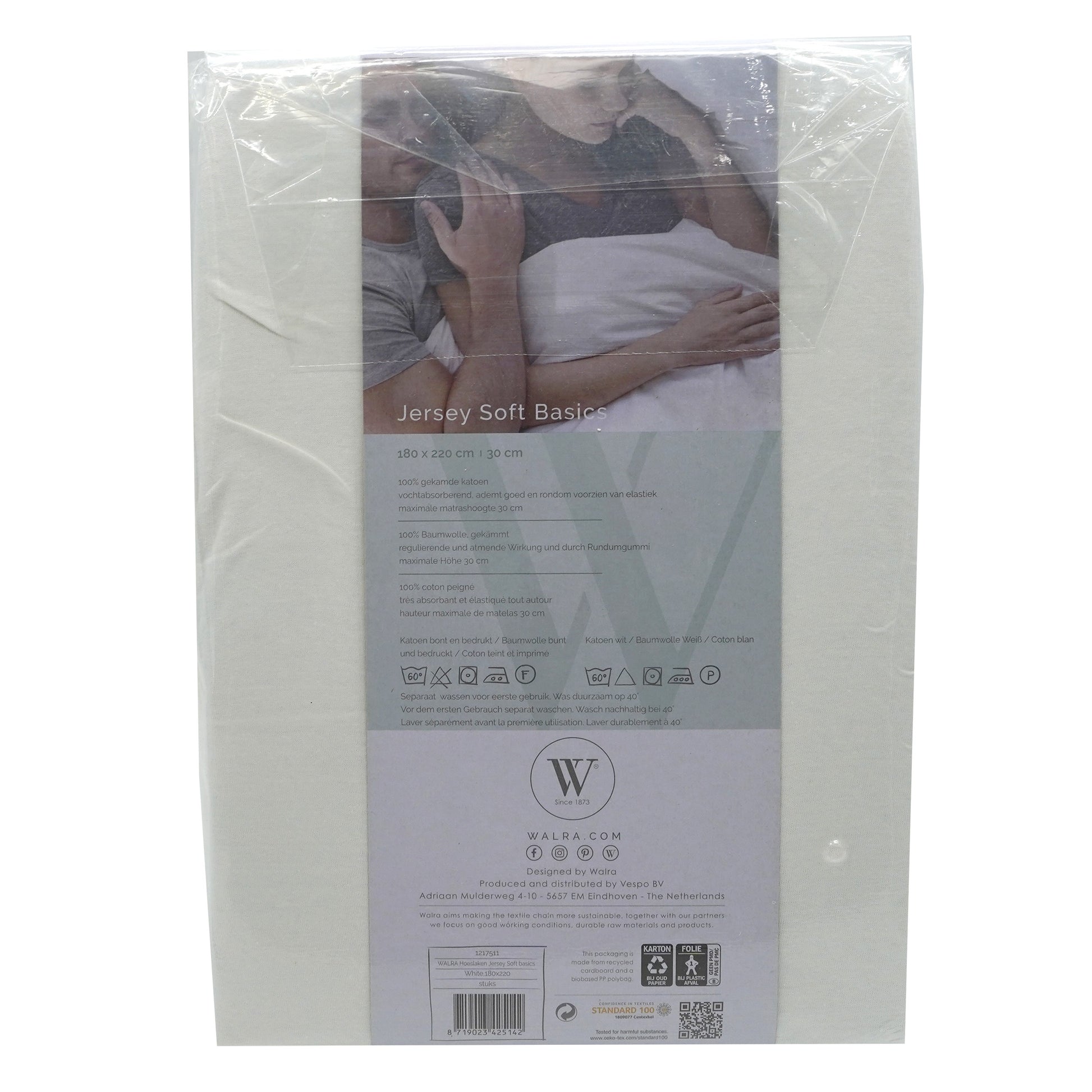 Husa saltea din bumbac, alb, 180x220 cm, Jersey Soft Basic, Walra, 5142Wh