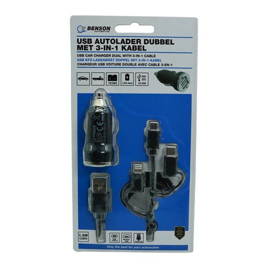 Încărcător Auto Inteligent 3-în-1 Benson - Soluția Universală pentru Călătorii Conectate  91713