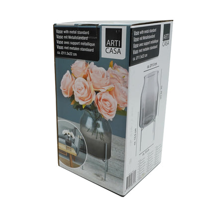 Vaza cu suport metalic, Arti Casa, 15 cm, 68170