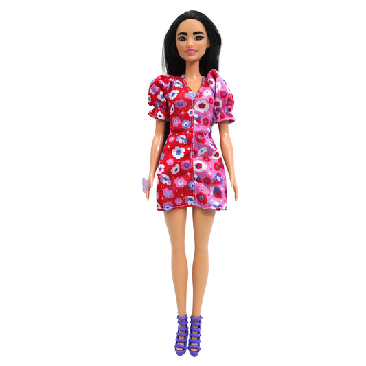 Papusa Barbie Fashionista, tinuta si accesorii flower, 02016