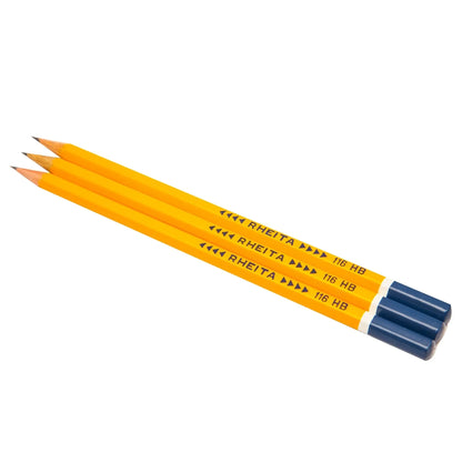 Set 3 creioane grafit Rheita, 17.5 cm - Galben