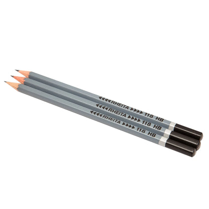 Set 3 creioane grafit Rheita, 17.5 cm - Gri