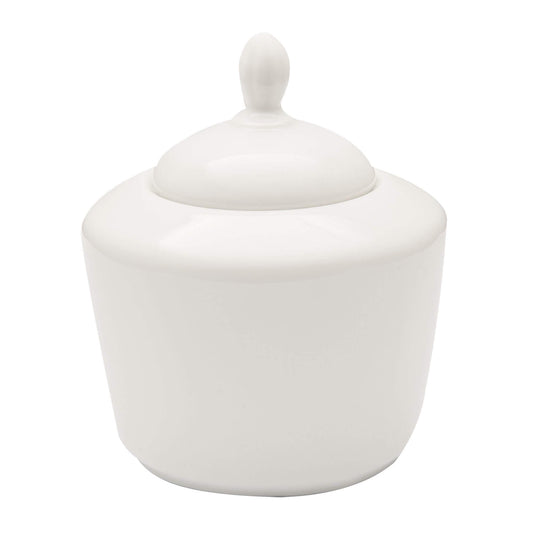 Zaharnita din portelan, ∅5 cm, 270 ml, cu capac, Alb