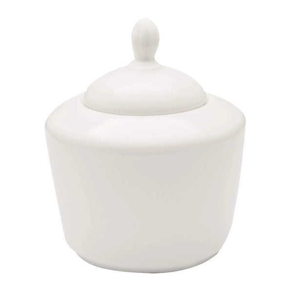 Zaharnita din portelan, ∅5 cm, 270 ml, cu capac, Alb