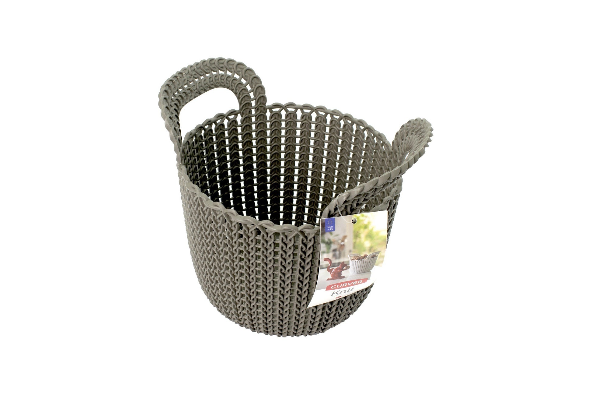 Cos de Plastic Rotund Impletit CURVER KNIT, Maro