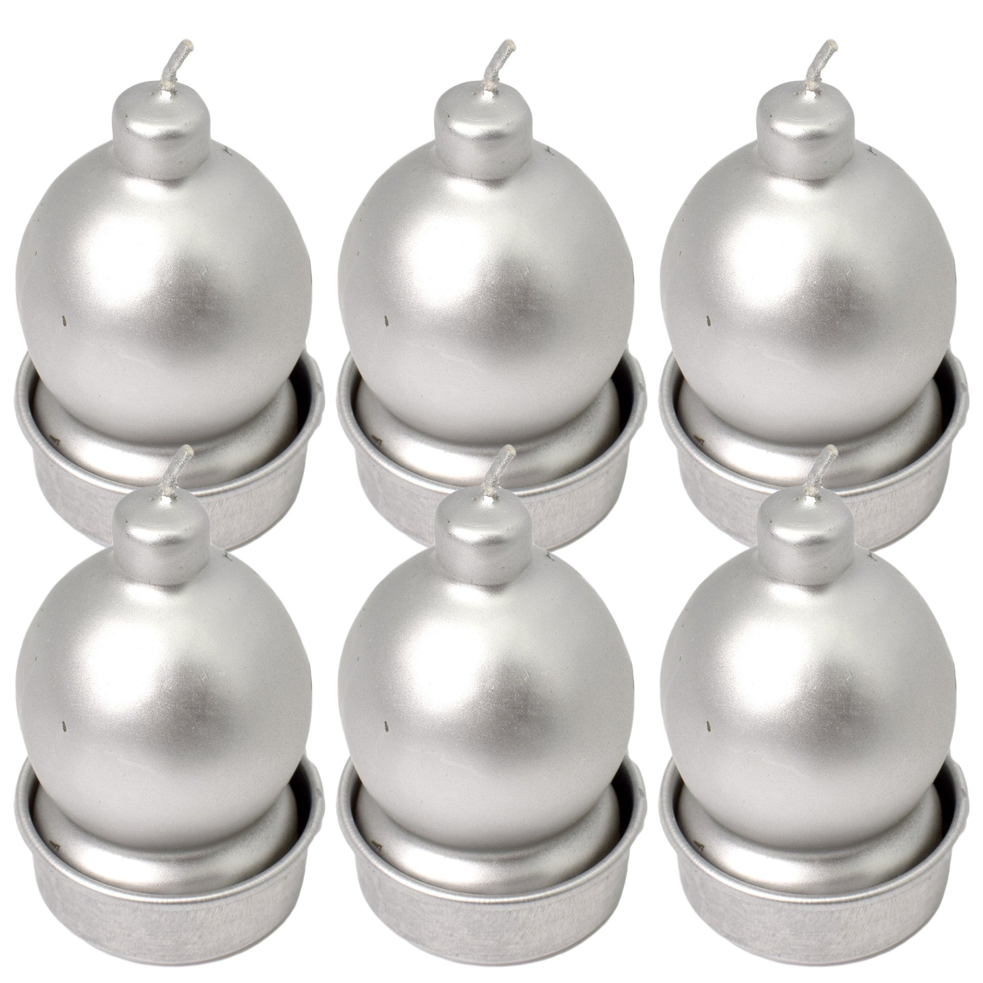 Set 6 lumanari in forma de glob, AI & E, culoare silver 6x4 cm