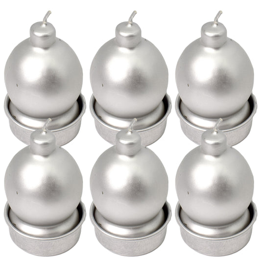 Set 6 lumanari in forma de glob, AI & E, culoare silver 6x4 cm