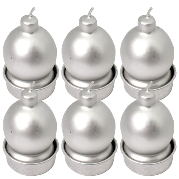 Set 6 lumanari in forma de glob, AI & E, culoare silver 6x4 cm