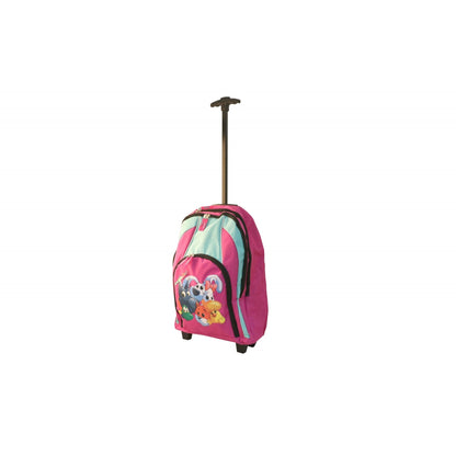 Ghiozdan tip troler Cuccioli, pentru fetite, 58x33 cm, roz/turcoaz