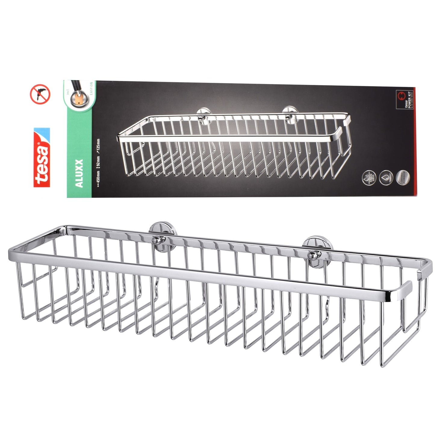 Etajera pentru baie, aluminiu cromat, TESA, 45 x 9.2 x 12.5 cm, 47173