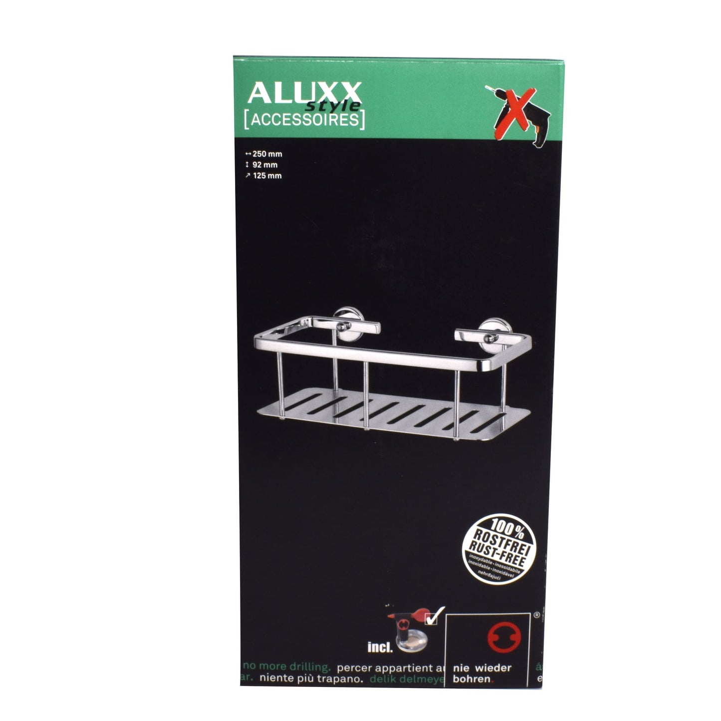 Etajera pentru baie, aluminiu cromat, GermagTrend, fara kit montaj 25 x 9.2 x 12.5 cm, 72577
