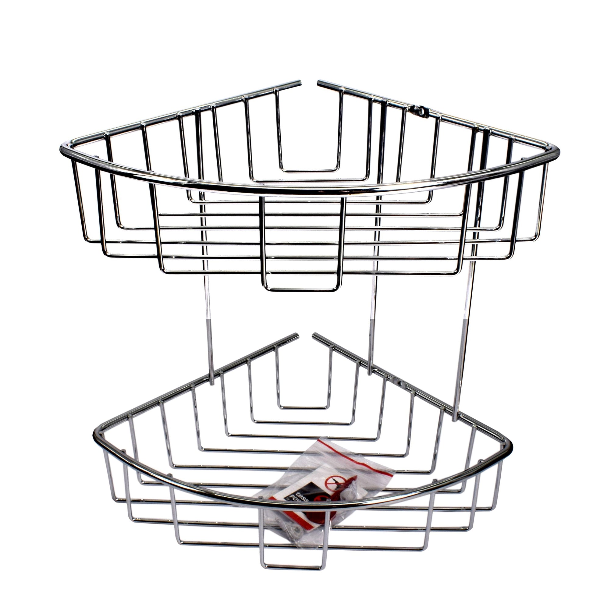 Etajera dubla pentru baie, aluminiu cromat, Tesa Aluxx, fara kit montaj 163 x 260 x 170 mm, 47166
