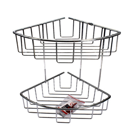 Etajera dubla pentru baie, aluminiu cromat, Tesa Aluxx, fara kit montaj 163 x 260 x 170 mm, 47166
