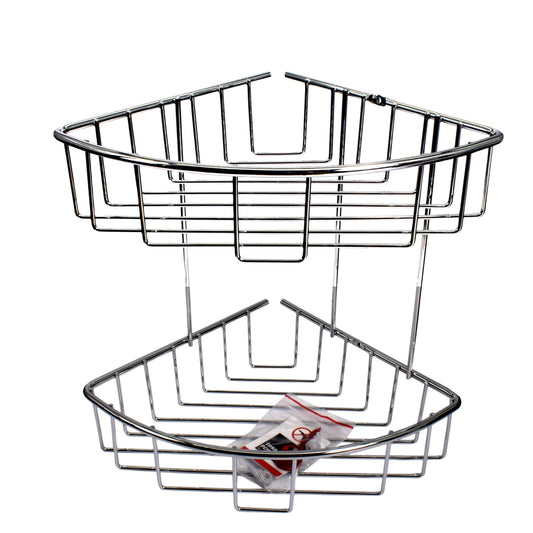 Etajera dubla pentru baie, aluminiu cromat, Tesa Aluxx, fara kit montaj 163 x 260 x 170 mm, 47166
