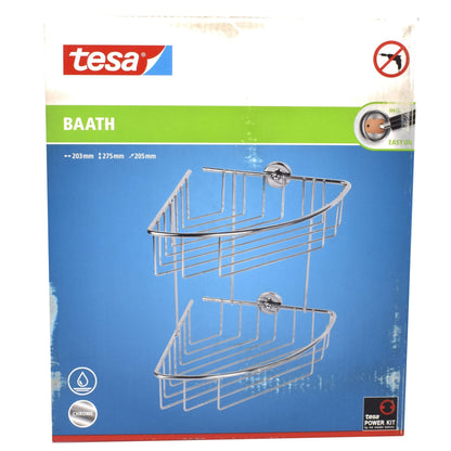 Etajera dubla pentru baie, aluminiu cromat, Tesa BAATH, fara kit montaj 203 x 275 x 205 mm, 47265
