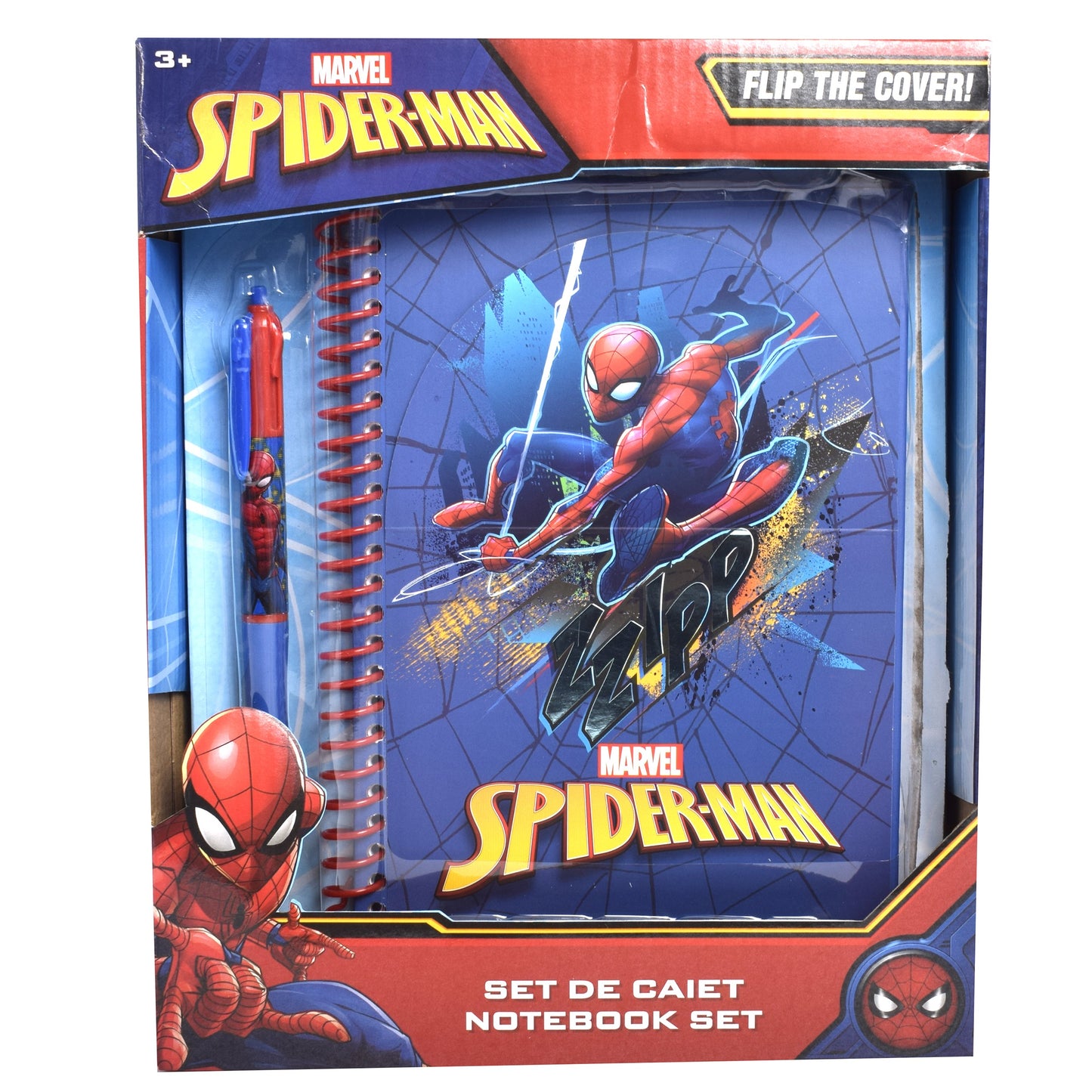 Set caiet cu pix cu 4 culori SpiderMan, 28 x 23 x 5 cm, 59443