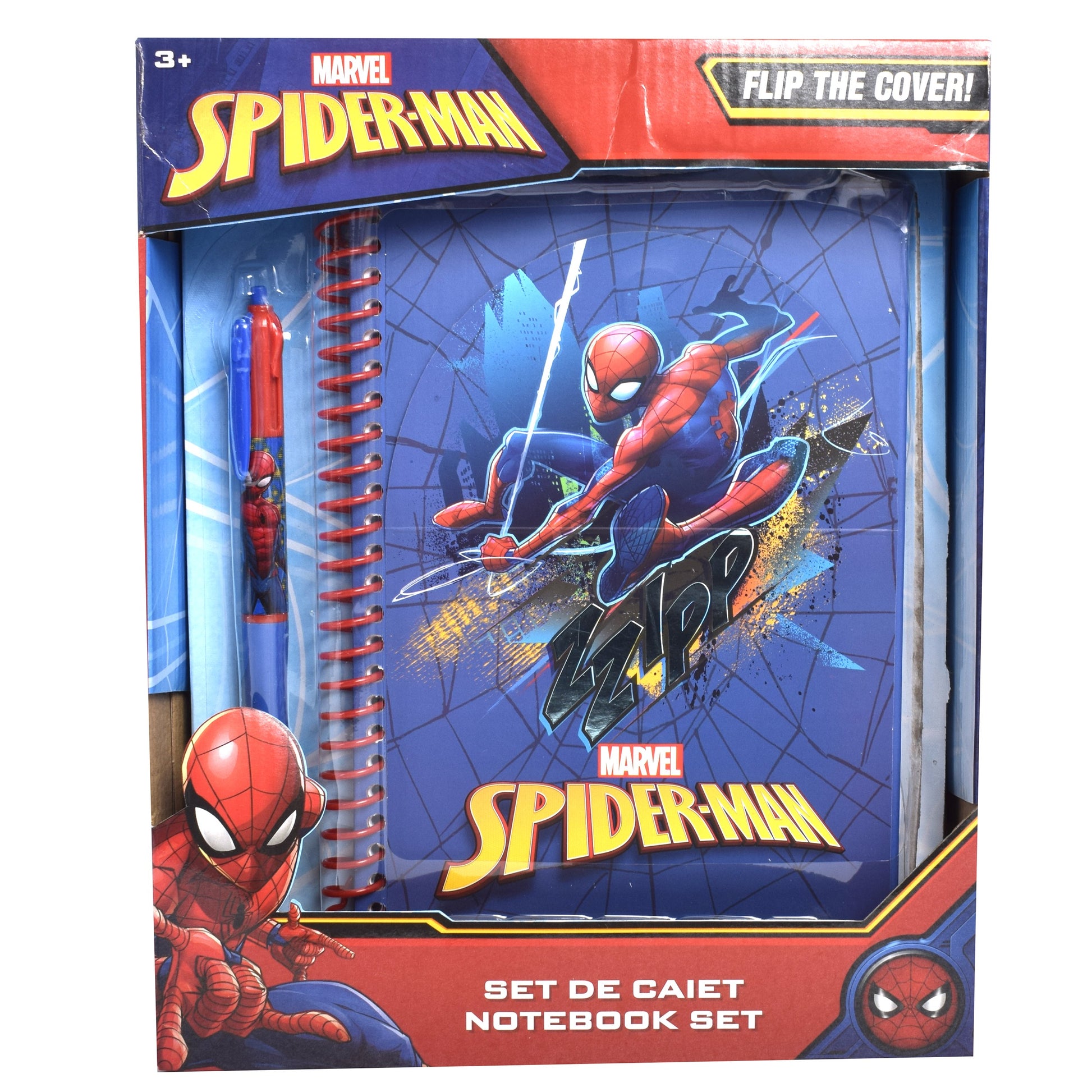 Set caiet cu pix cu 4 culori SpiderMan, 28 x 23 x 5 cm, 59443