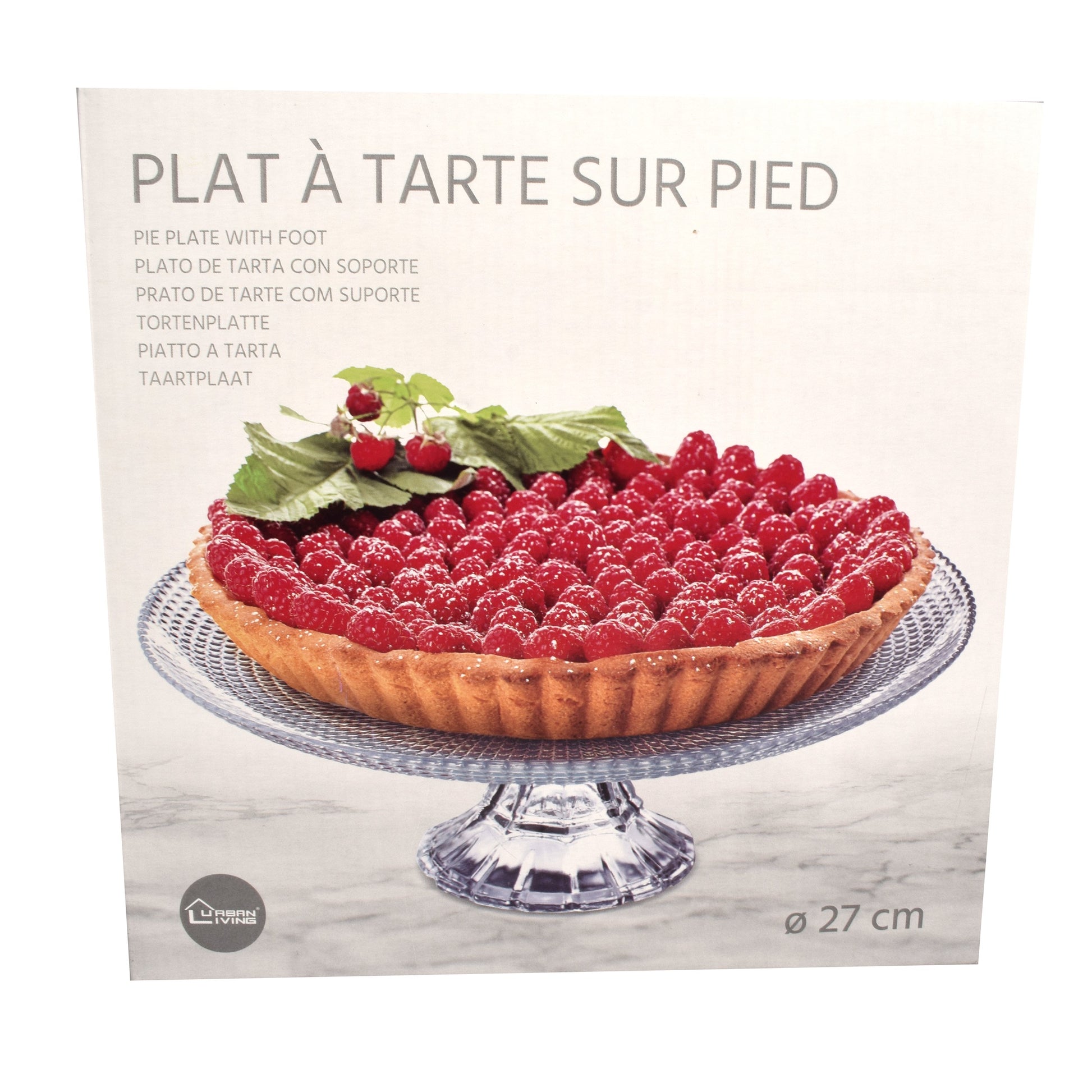 Platou servire cu picior, Urban living , pentru fructe/prajituri/branzeturi, d 27 cm, h 10 cm, sticla, 92384