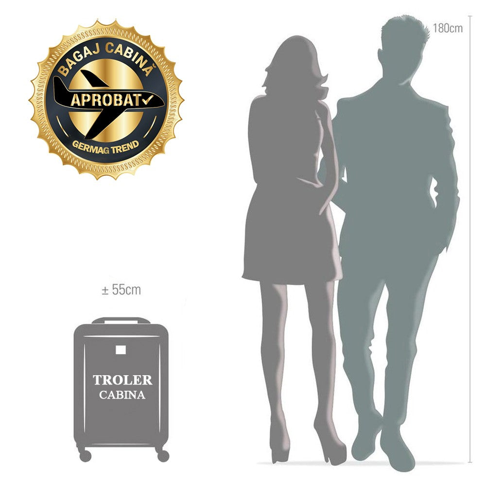 Troler cabina, Princess Traveller,55 x 39 x 22 cm, cifru TSA, roti 360°, 40 L