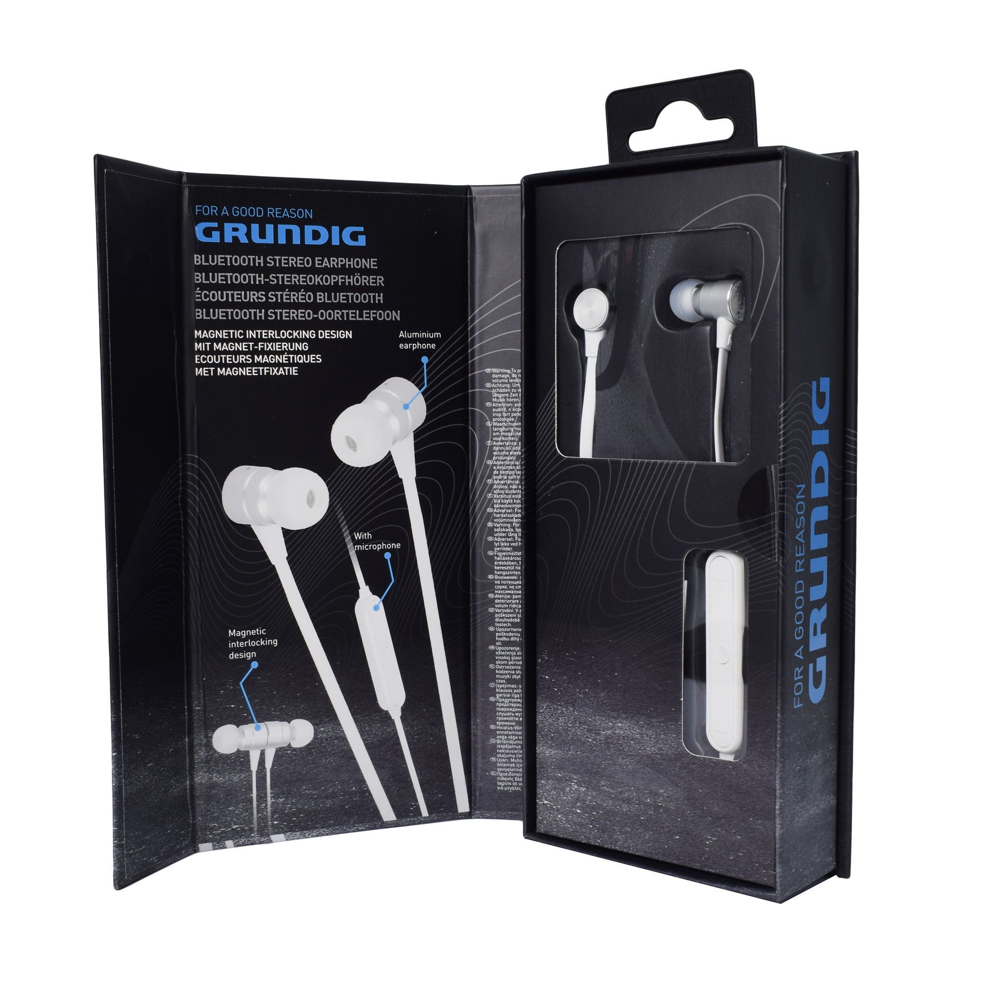 Casti bluetooth stereo, model casca in ureche, cu prindere magnetica a castilor, Grunding, 807496