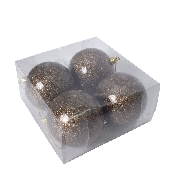 Set 4 globuri decorative sarbatori, cu sclipici, 8 cm, Heitmann, 807732