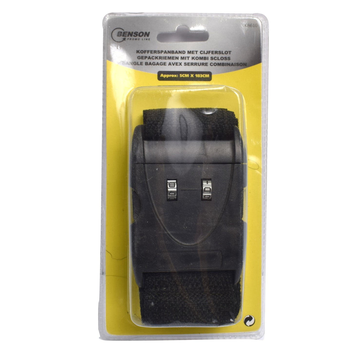 Curea antifurt pentru valiza, cu cifru, Benson, negru, 33631