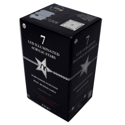 Instalatie de interior pentru decoratiune de craciun, 7 stele led, cu timer, functioneaza pe 3 baterii, 807720